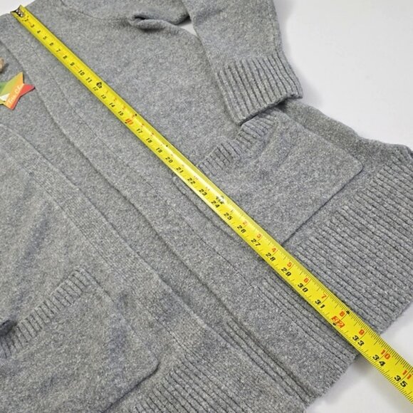 Tres Chic Women's Grey Wool Blend Open Front Long Cardigan Patch Pockets Size M - Picture 14 of 14